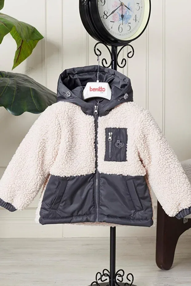 Детское зимнее пальто для девочек с капюшоном Benitto Kids, Gray