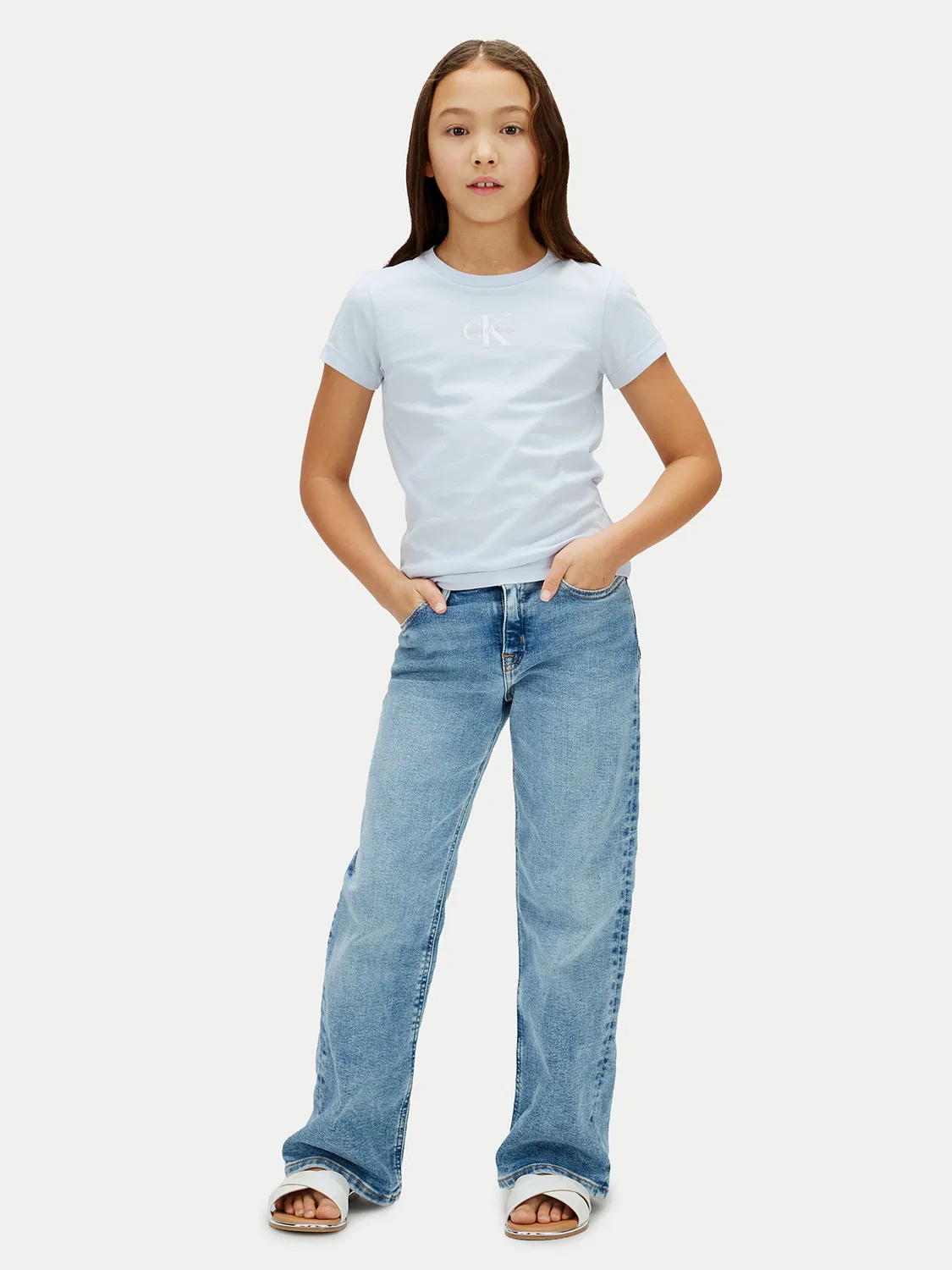 Футболка стандартного кроя для девочки Calvin Klein Jeans, синий — фото 2