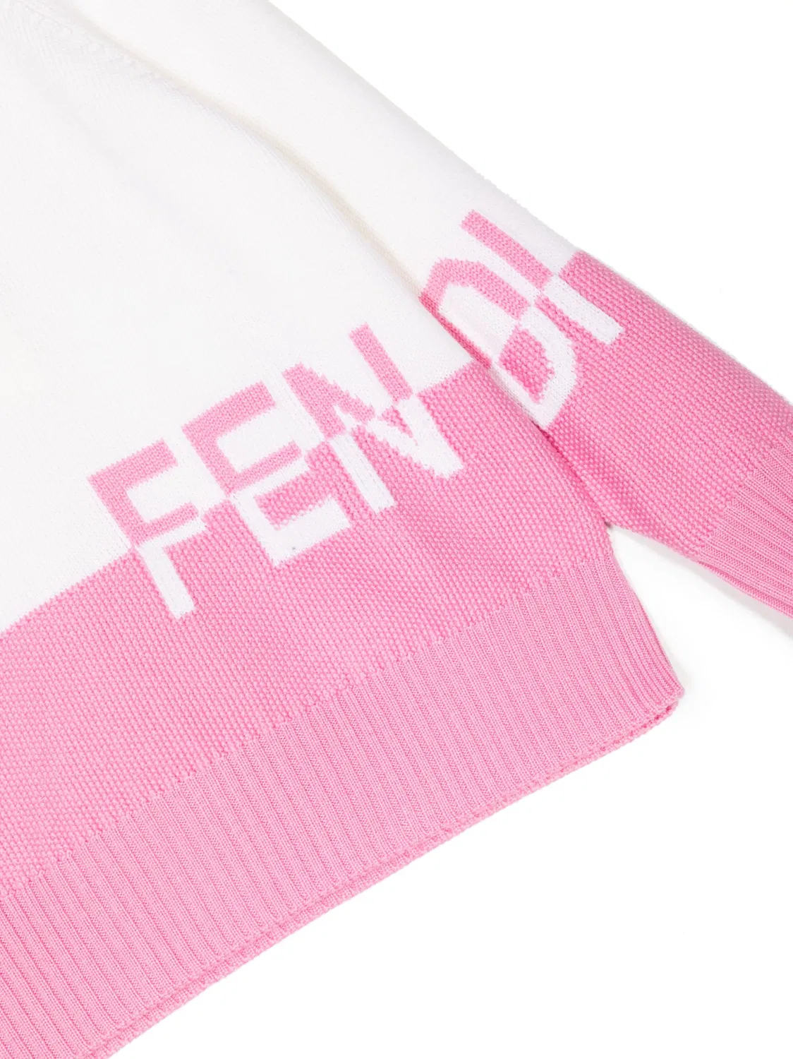 Шерстяной джемпер с вышитым логотипом FENDI, белый — фото 3