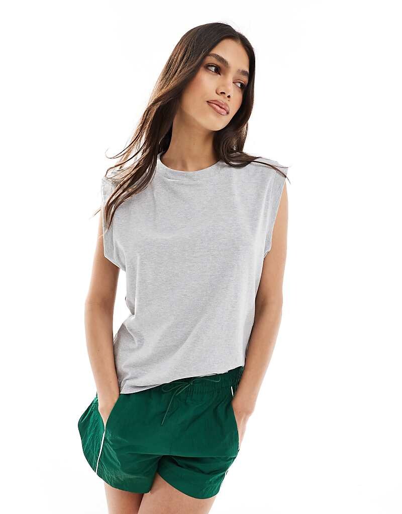 

ASOS DESIGN – Пестрая ледяно-серая майка с глубокими проймами