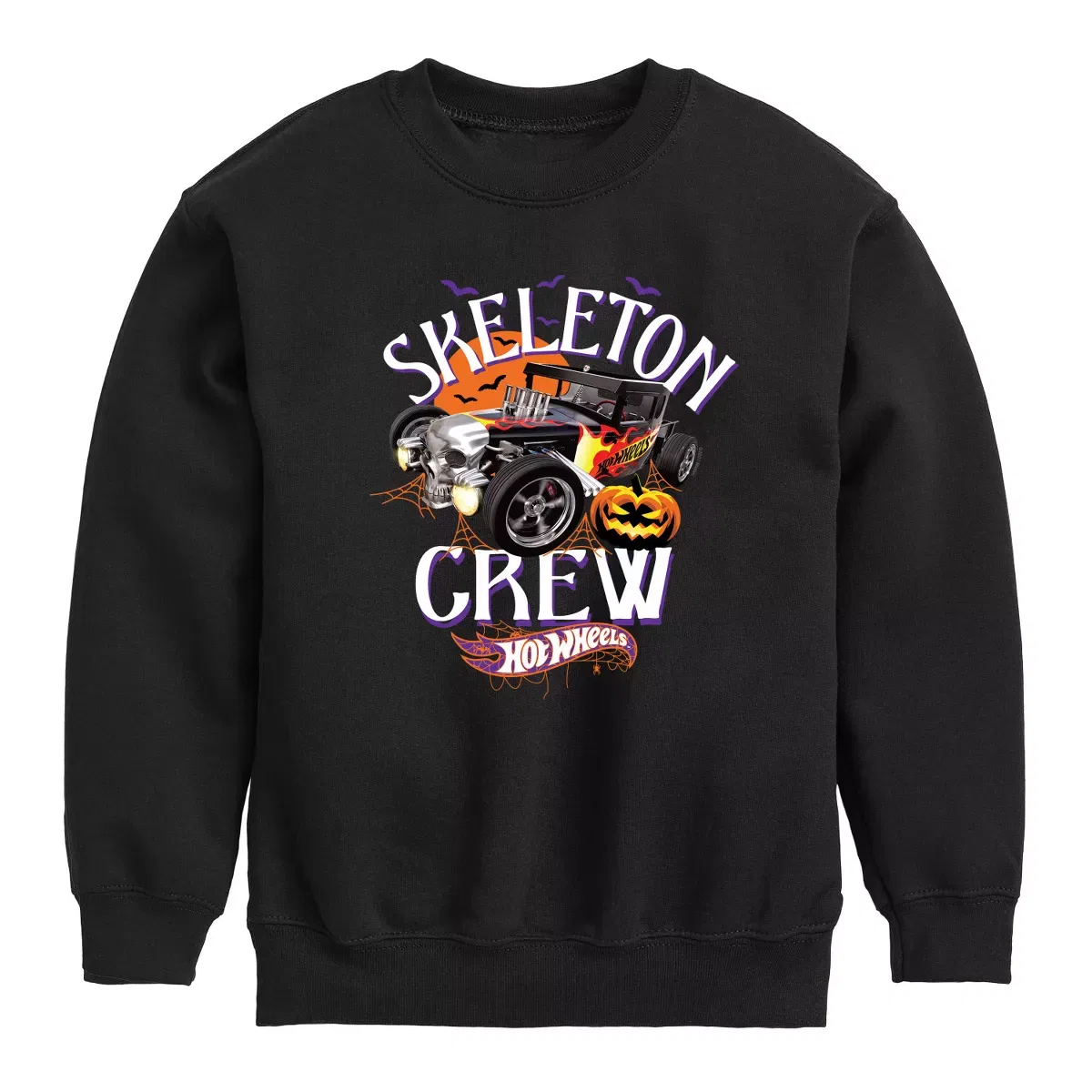 Детское худи для мальчиков с принтом Hot Wheels Bonecrusher Halloween Skeleton Crew, Hot Wheels, Black