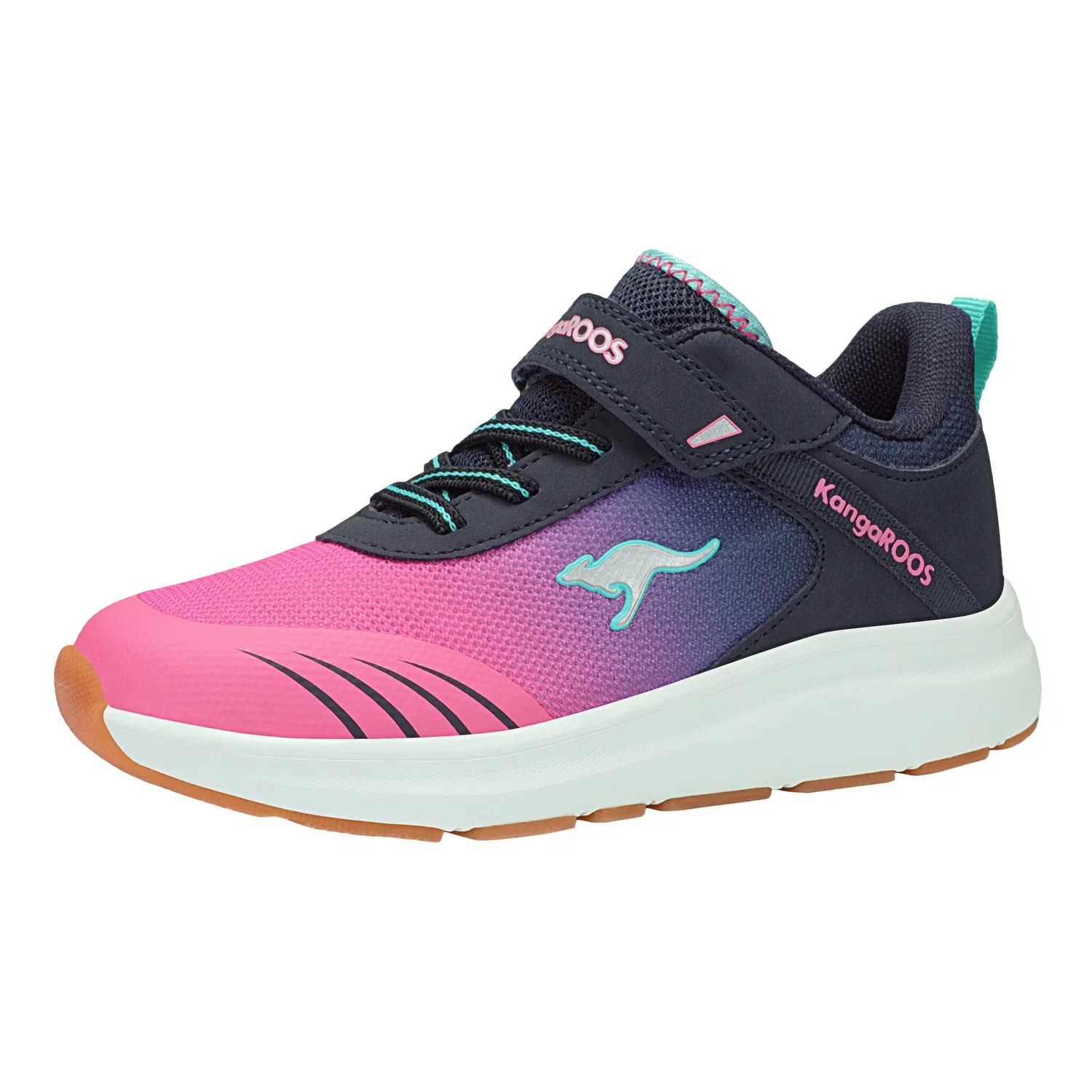 Детские спортивные кроссовки с технологией KANGACUSH KangaROOS, Dark Navy/Daisy Pink