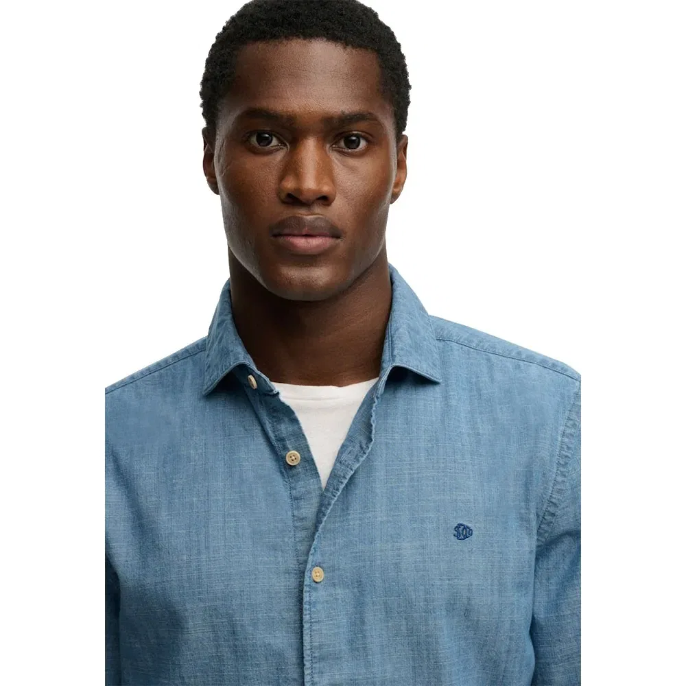 Мужская рубашка из шабре с длинным рукавом Superdry, Blue — фото 4