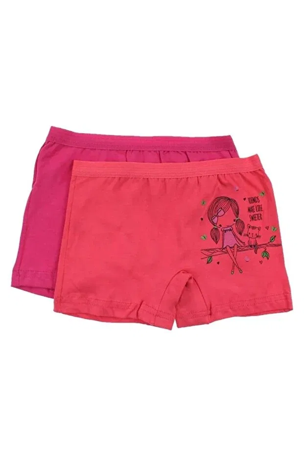 Детские боксеры для девочек хлопковые комплект 2 шт 3069 2 pack lycra girl's boxers Çamaşırcımshop, Mixed Color Package — фото 2