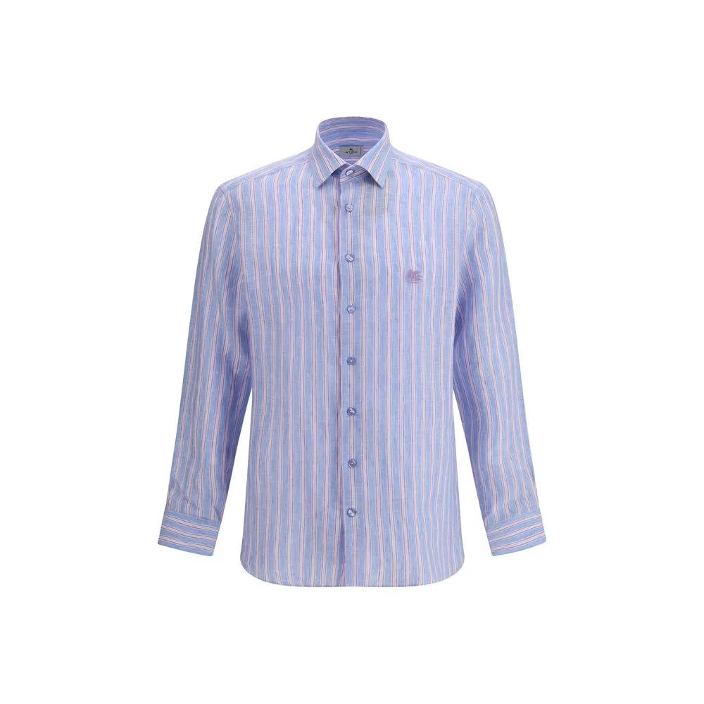 Мужская рубашка с полосатым принтом Multicolor Linen Shirt Etro, Multicolor