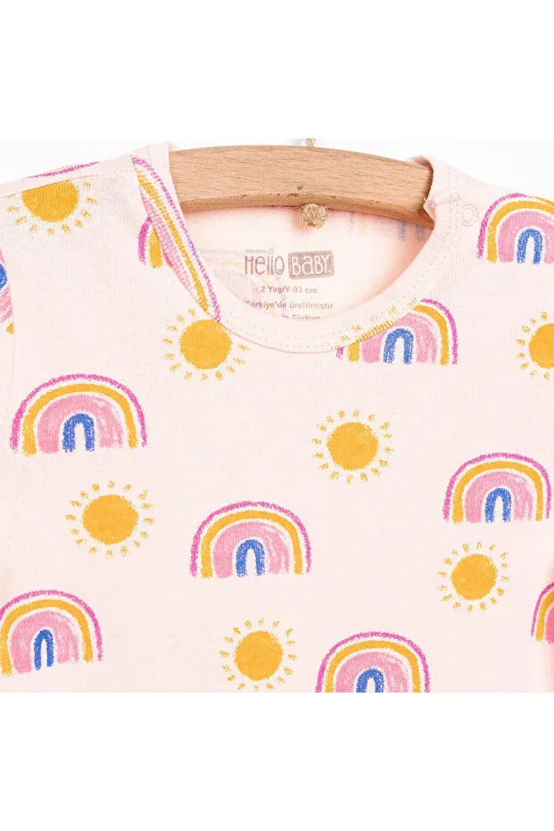 Детское боди для новорожденных с принтом Hellobaby rainbow short sleeve body Ebebek Hello Baby, Pink — фото 3