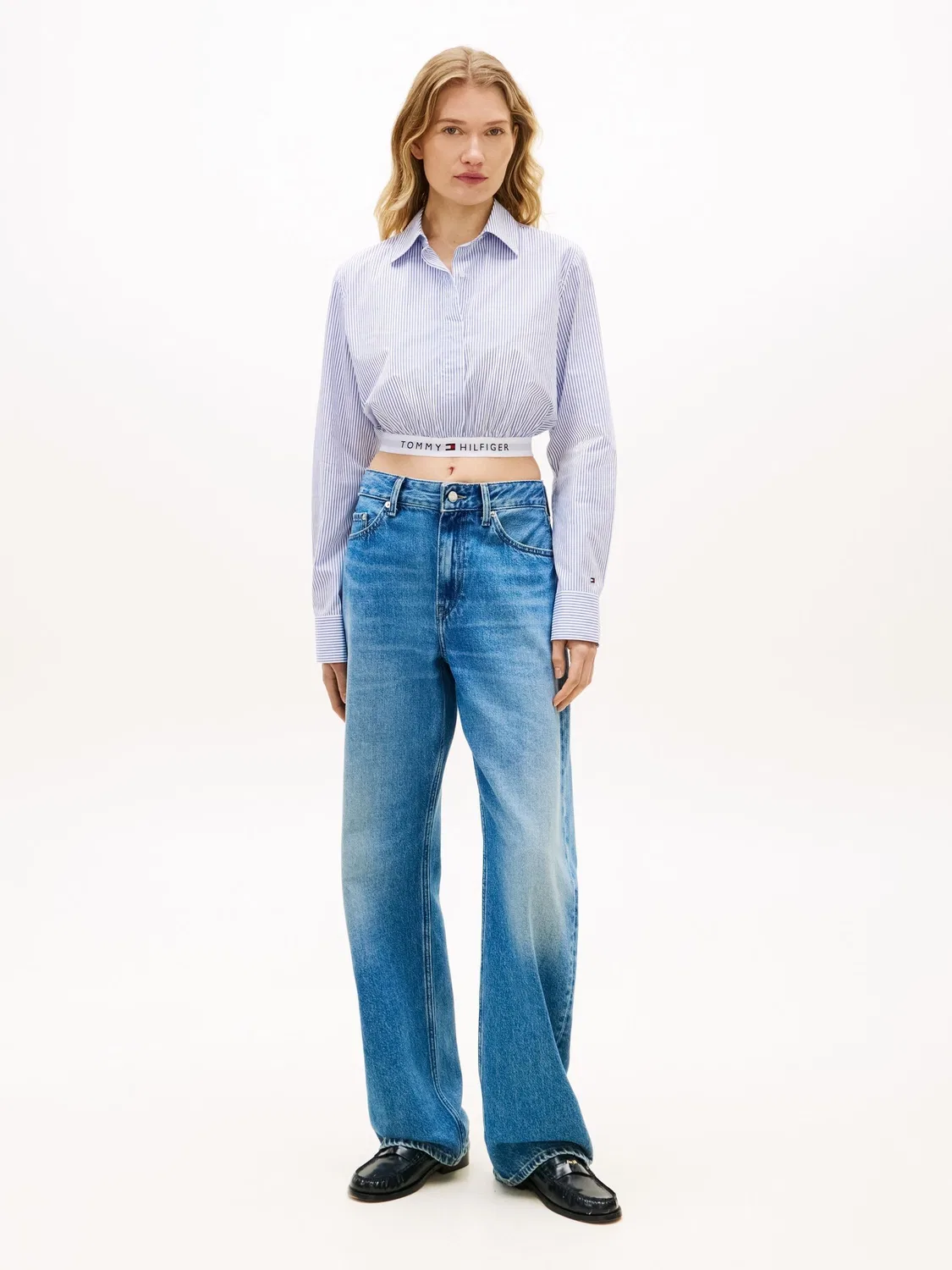 Рубашка короткая с эластичным поясом Tommy Hilfiger, синий — фото 3