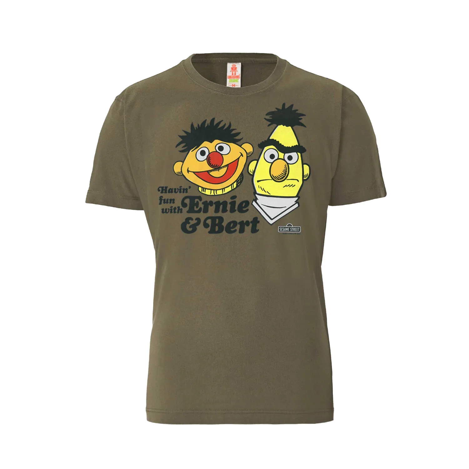 Детская футболка с принтом Ernie & Bert LOGOSHIRT, Olive Green — фото 3