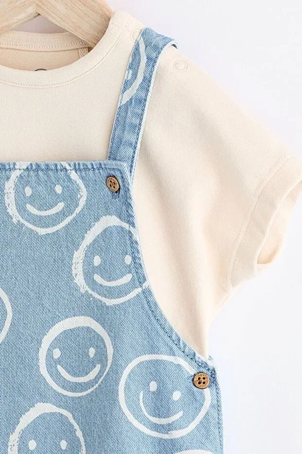 Детский комбинезон для девочек джинсовый с принтом Next Baby, Blue — фото 3