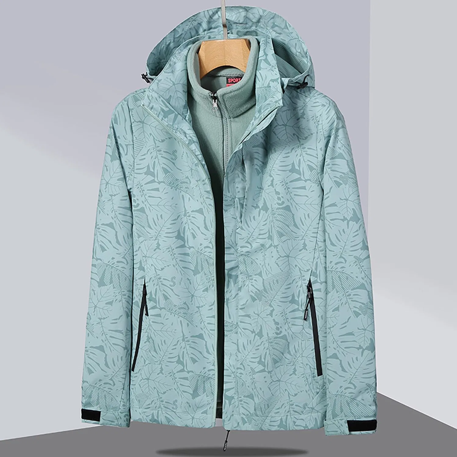 Женская ветровка с принтом Thickened Double Jackets, Verde — фото 3