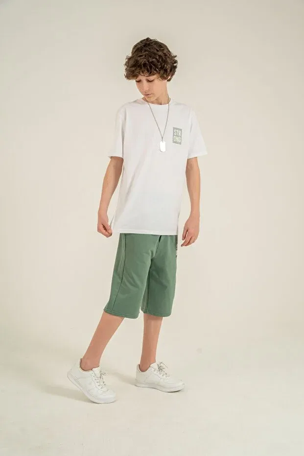 Детский комплект для мальчиков с принтом Strong printed Mışıl Kids, Green — фото 3
