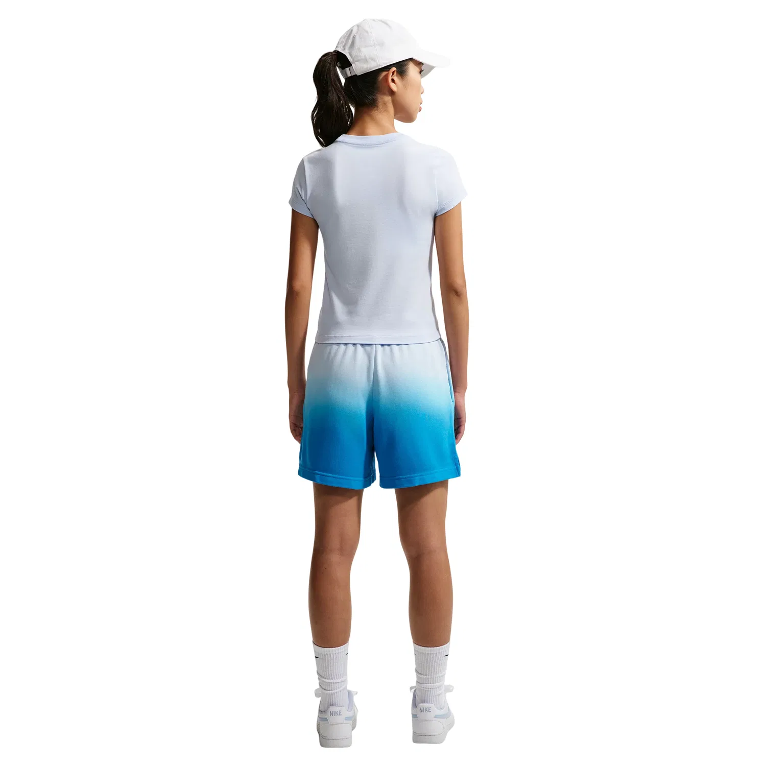 Женские шорты Nike Sportswear Phoenix Fleece средней посадки, цвет Hydrogen Blue Light Photo Blue — фото 3