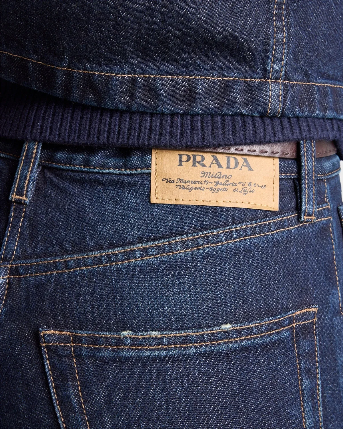 Прямые джинсы с завышенной талией Prada, синий — фото 4