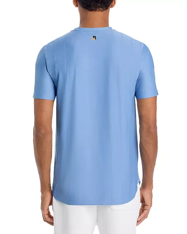 Мужская футболка с принтом Tennis Toc Sport Stripe Logo Boss, Light Pastel Blue — фото 3
