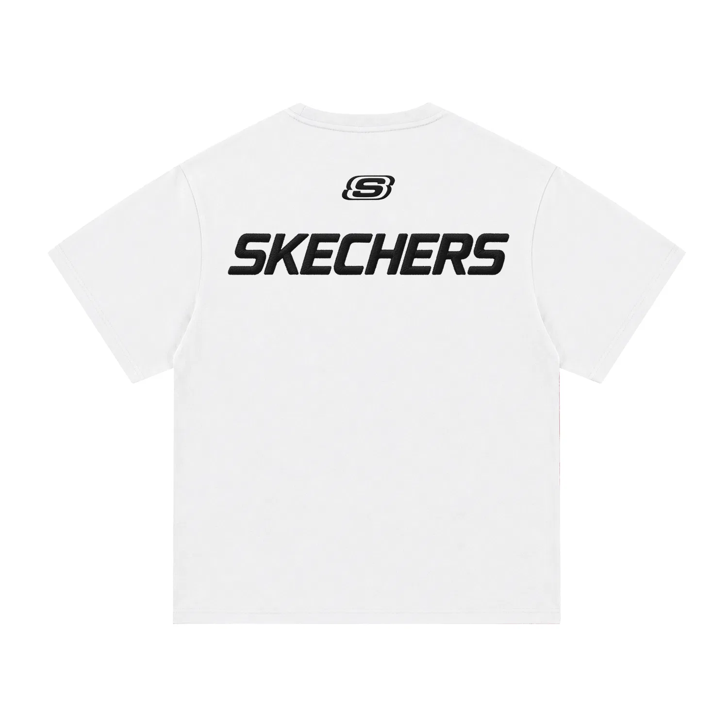 Детская футболка с круглым вырезом, белая с черной вышивкой, Skechers