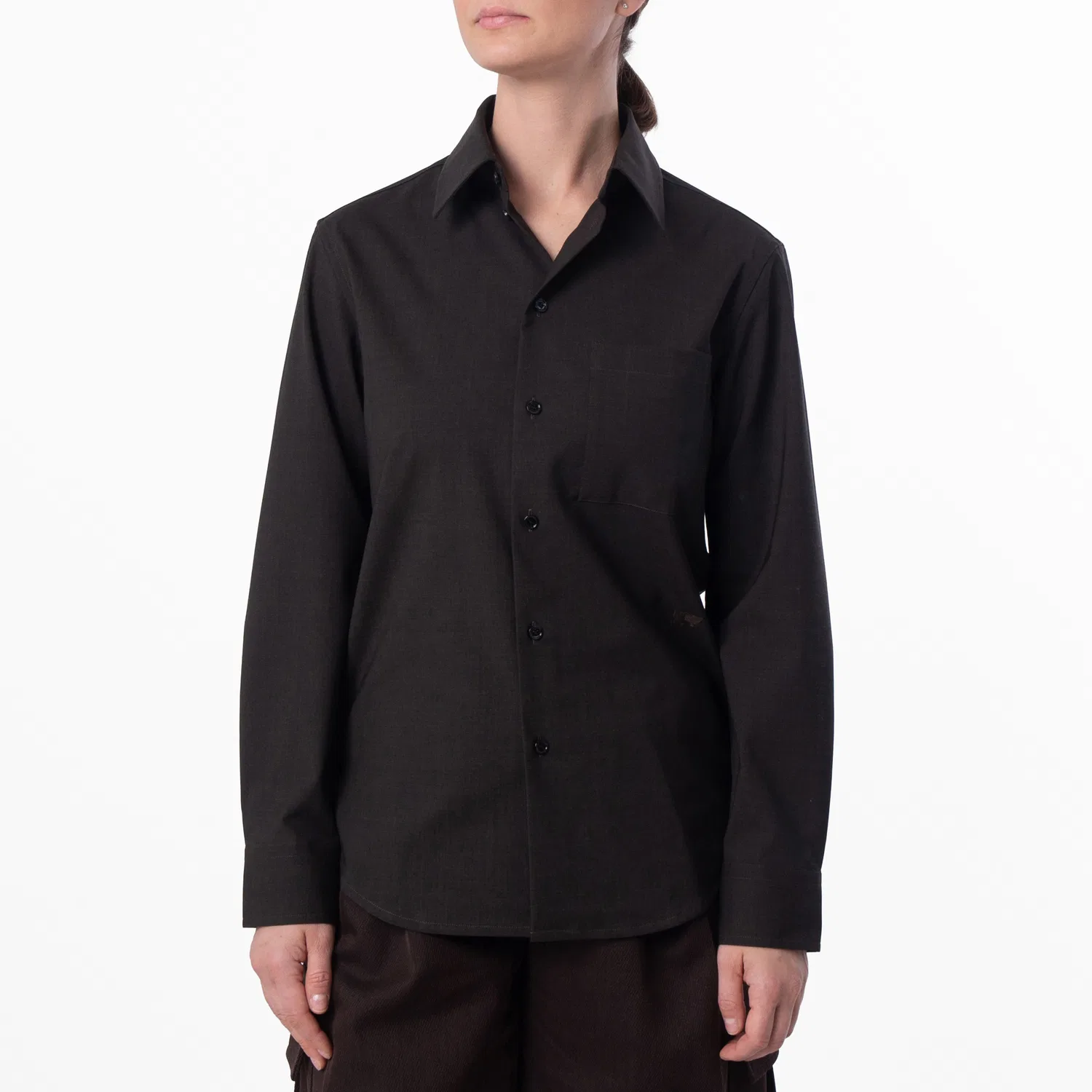 Женская рубашка с длинным рукавом Stretch Wool Long-Sleeved Shirt Burberry, Snug Melange