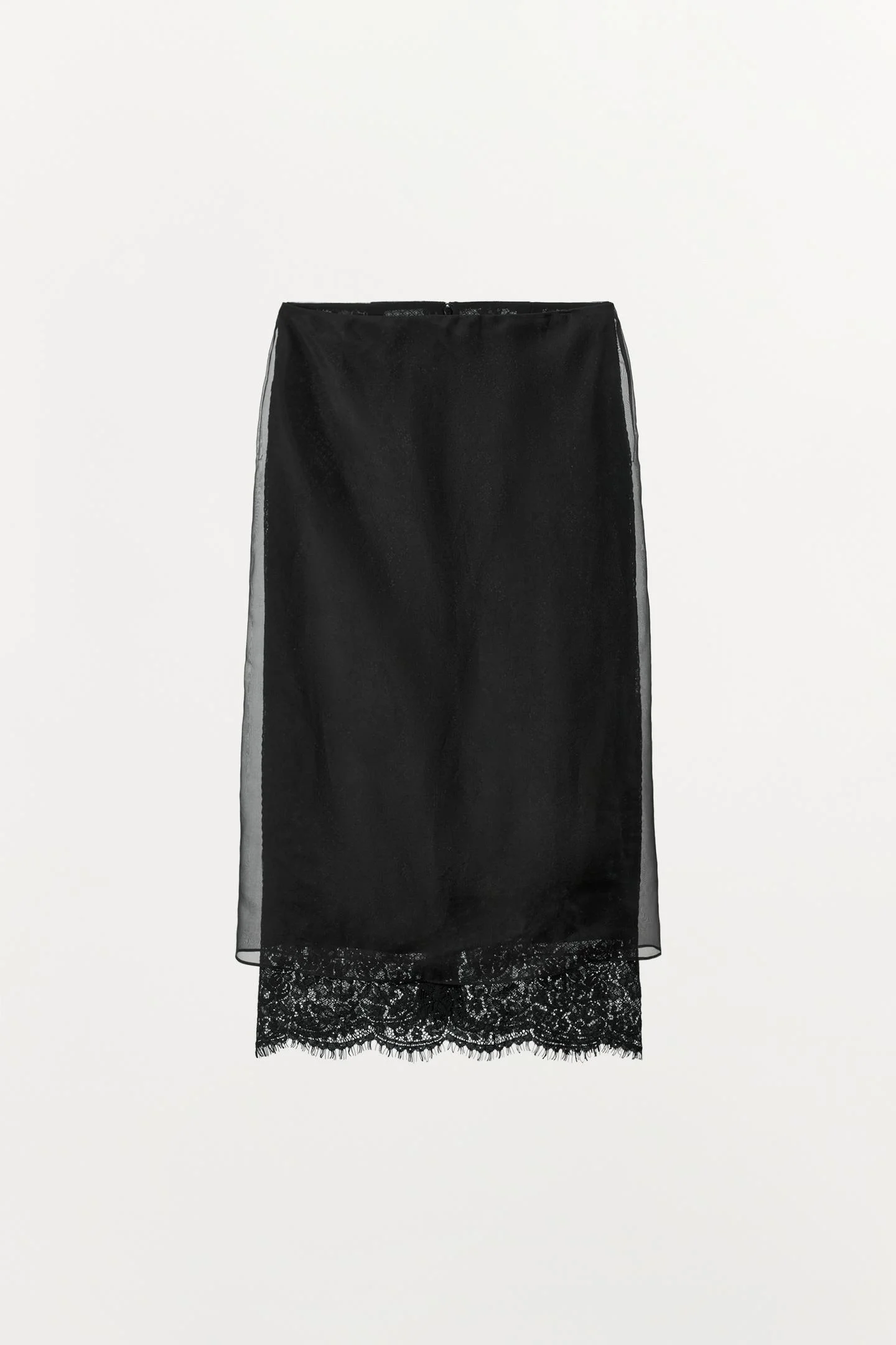Юбка Zara Encaje 100% Seda ZW Collection, черный