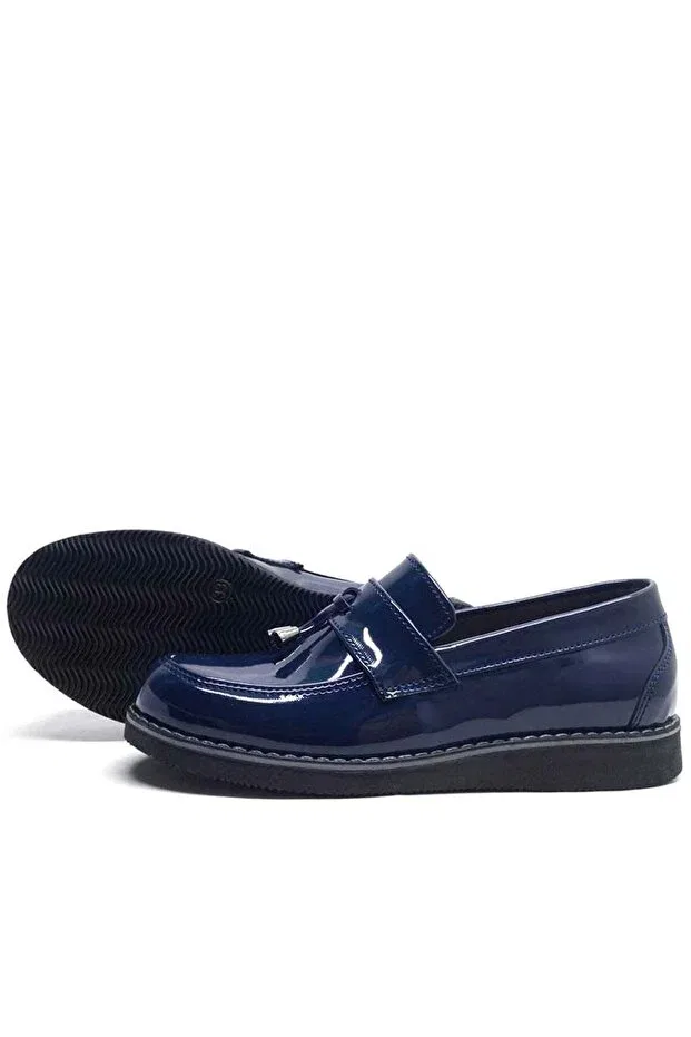 Детские туфли для девочек с коротким каблуком Ortopedikal, Navy Blue — фото 3