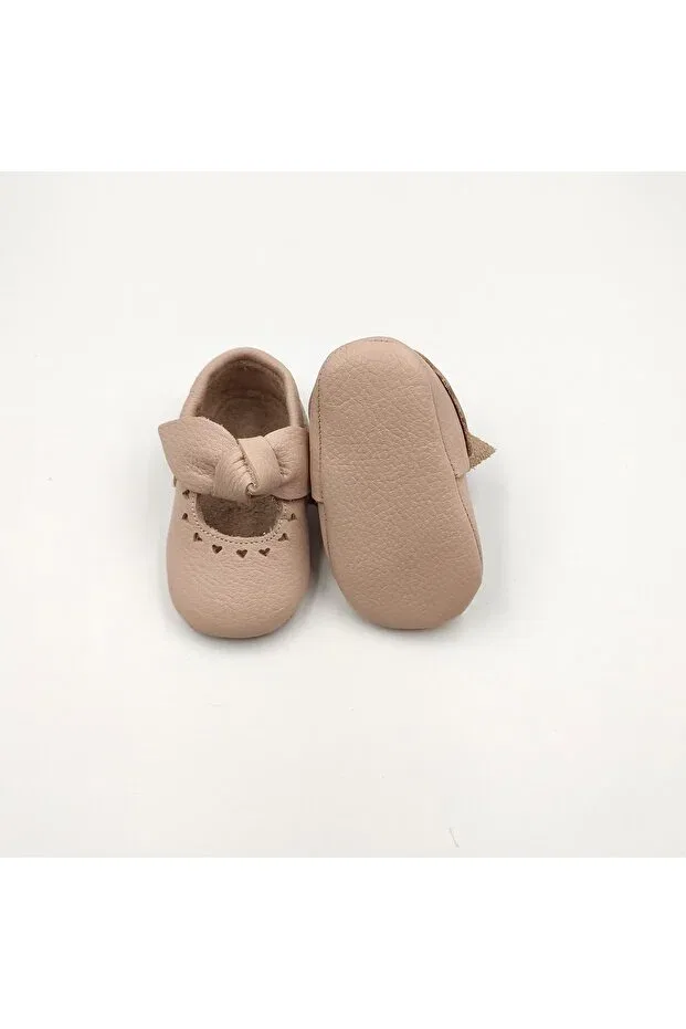 Детские туфли-лоферы из натуральной кожи с бантом Bebekstar, Pink — фото 3