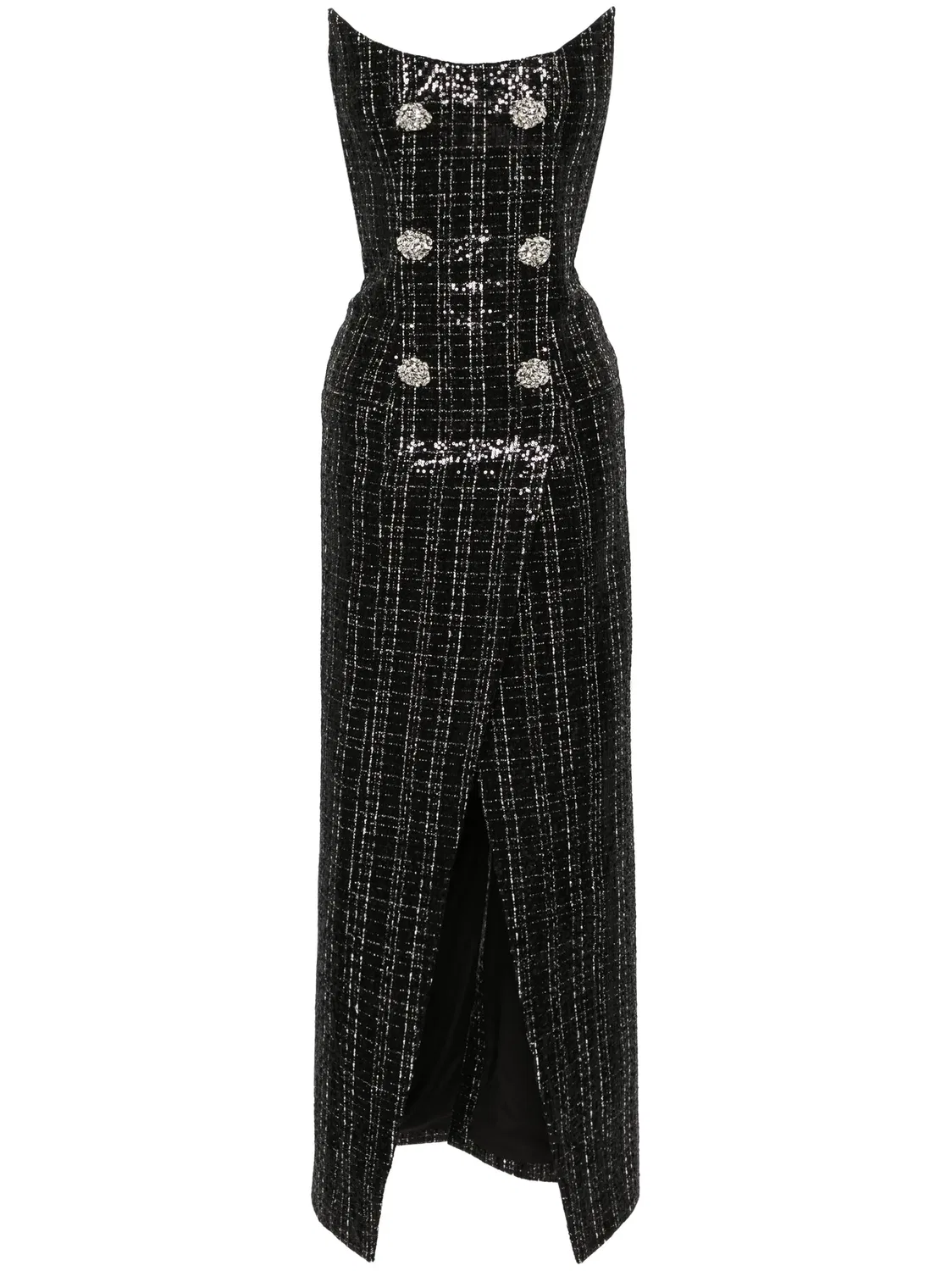 Платье с пайетками Balmain, черный
