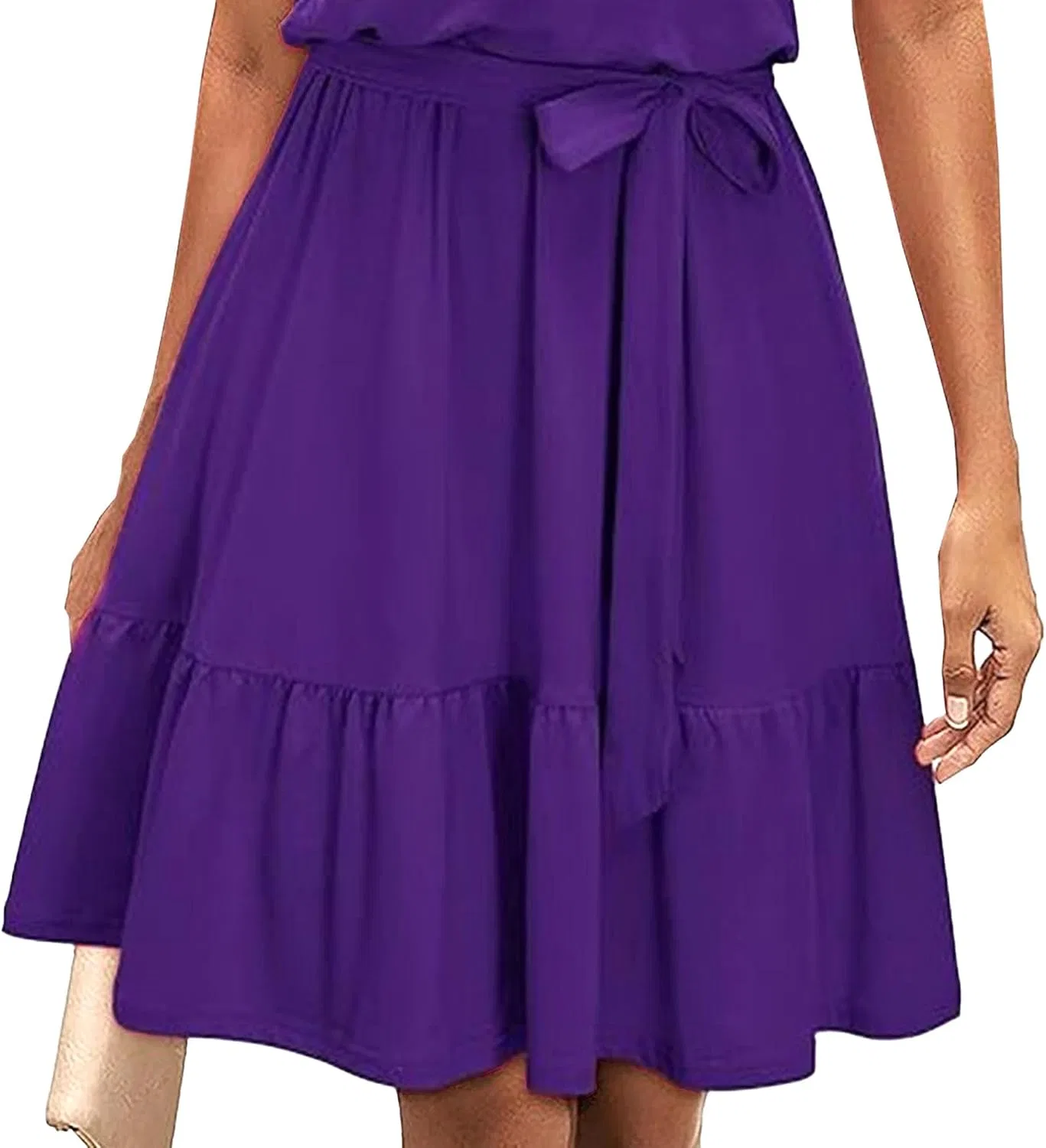 Женское летнее платье с рюшами и завязкой на талии, Purple — фото 2