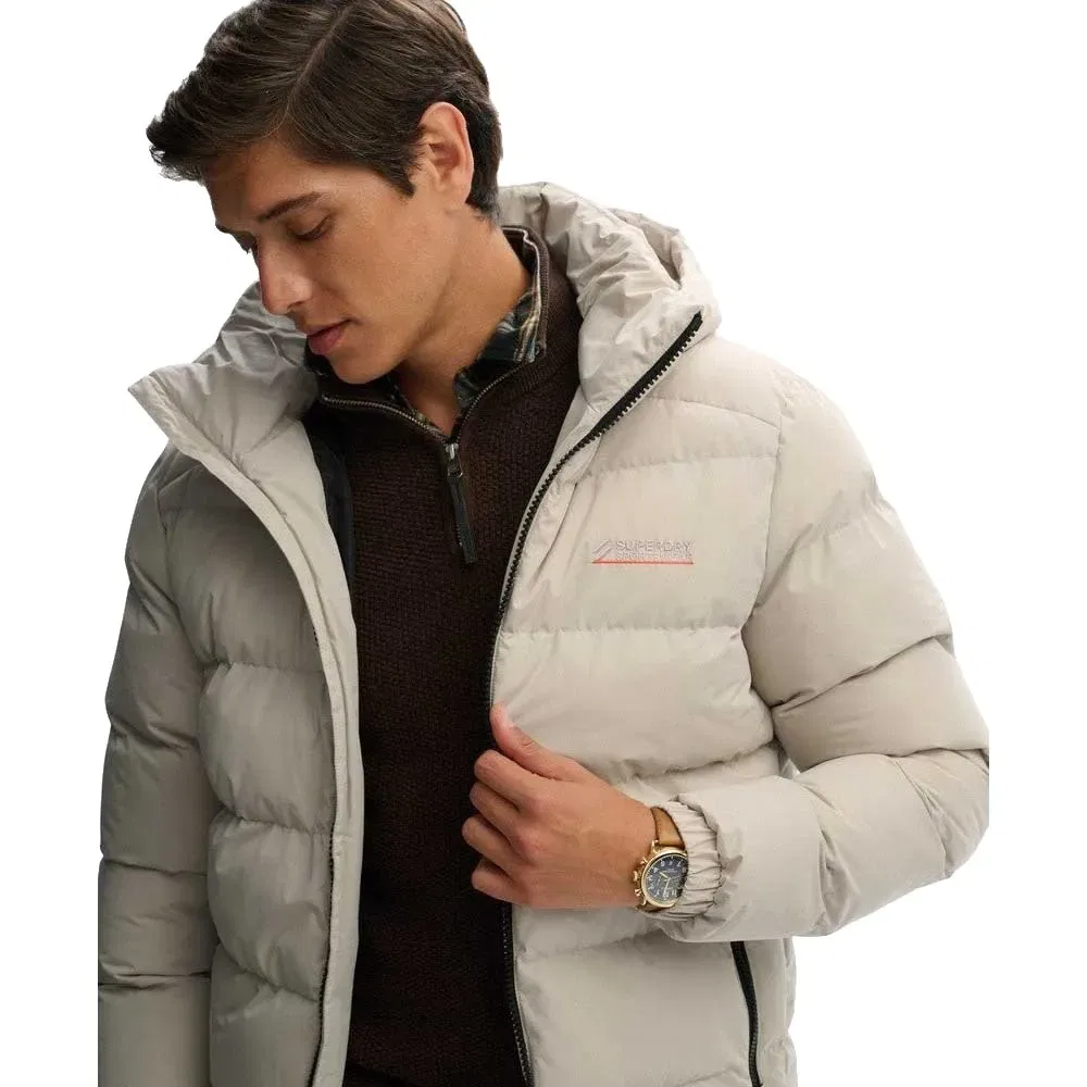 Куртка пуховик Microfibre Sport Superdry, бежевый — фото 4