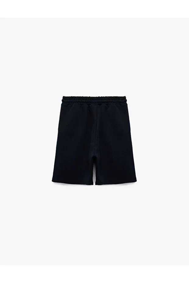 Детские шорты для мальчиков с поясом на шнуровке Basic Koton, Navy Blue - 704 — фото 4