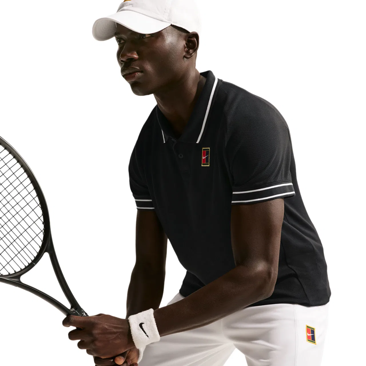Мужское поло для тенниса NikeCourt Heritage, черный/белый — фото 3