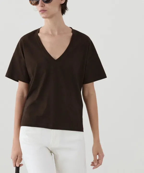Футболка с V-образным вырезом, облегающая, Massimo Dutti