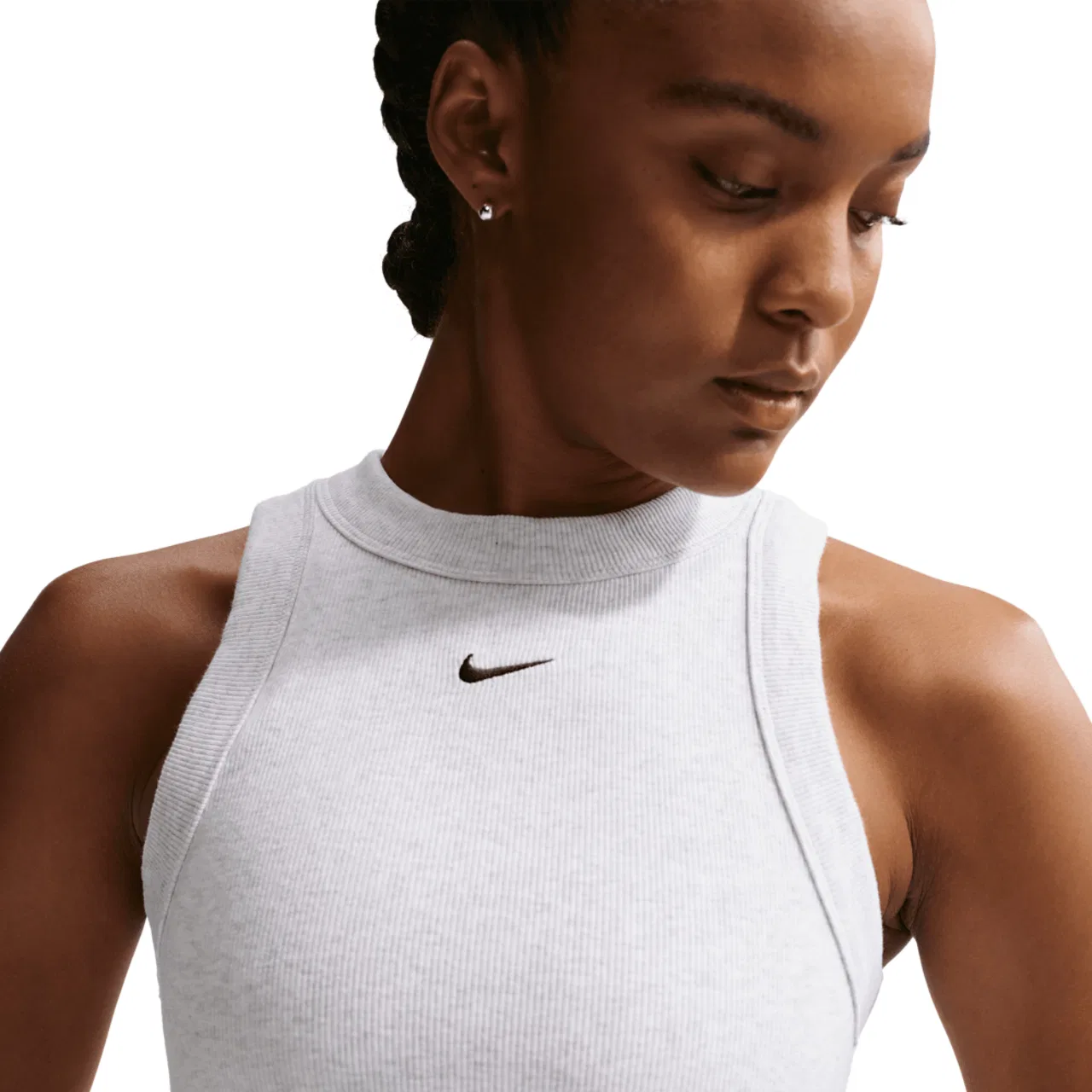 Женское платье Chill Knit Rib Tank Nike, цвет Birch Heather/Black — фото 3