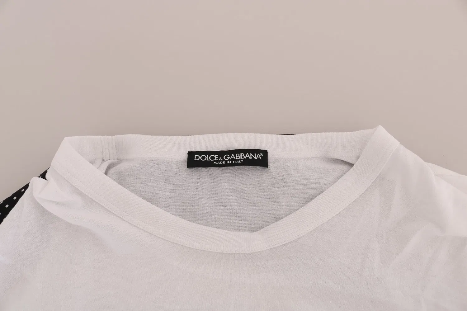 Женская футболка с шелковым шарфом White Cotton Black Silk Scarf Top Dolce & Gabbana, White — фото 2