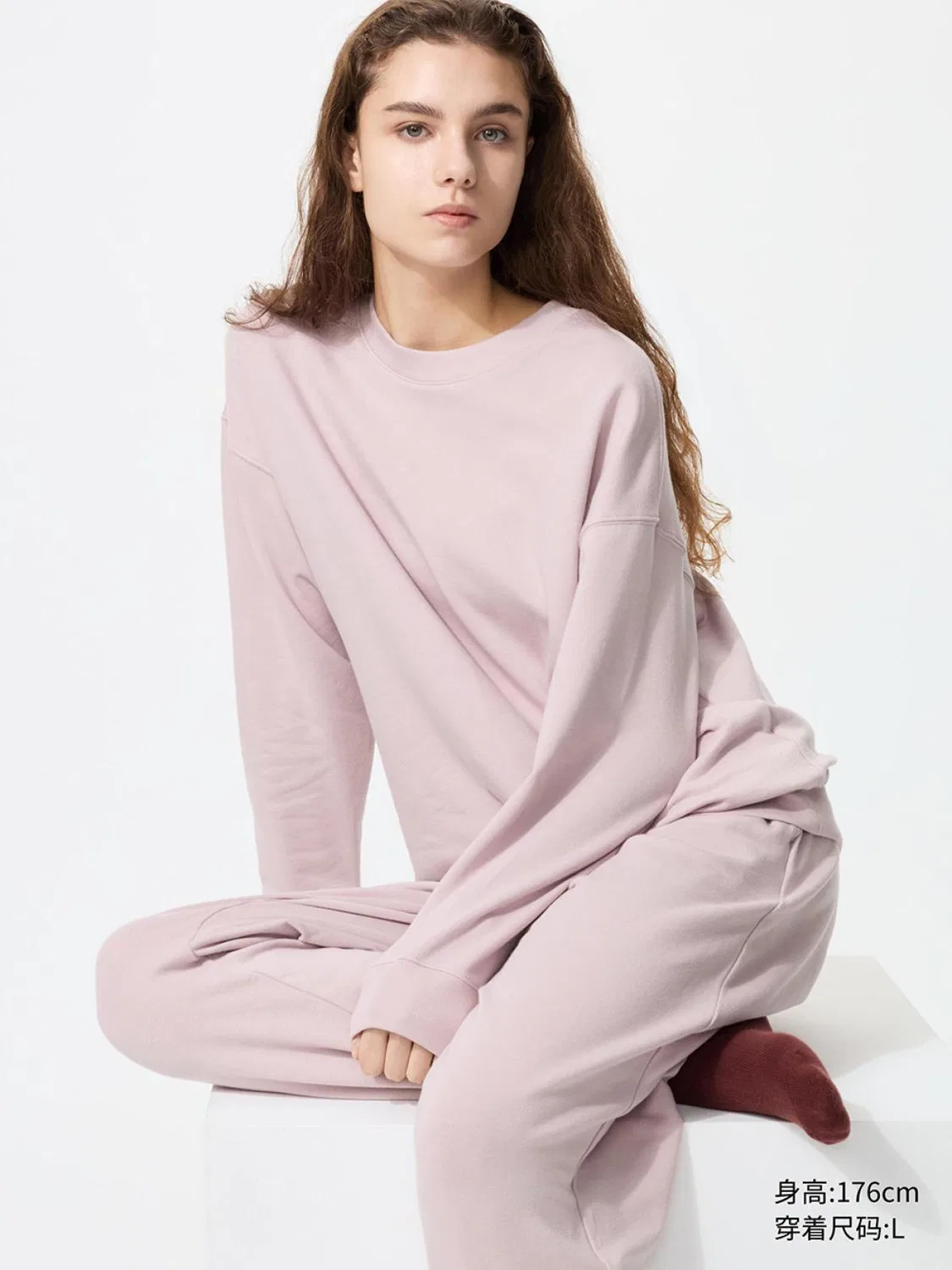 Комплект домашней одежды с длинным рукавом и длинными брюками Uniqlo, розовый
