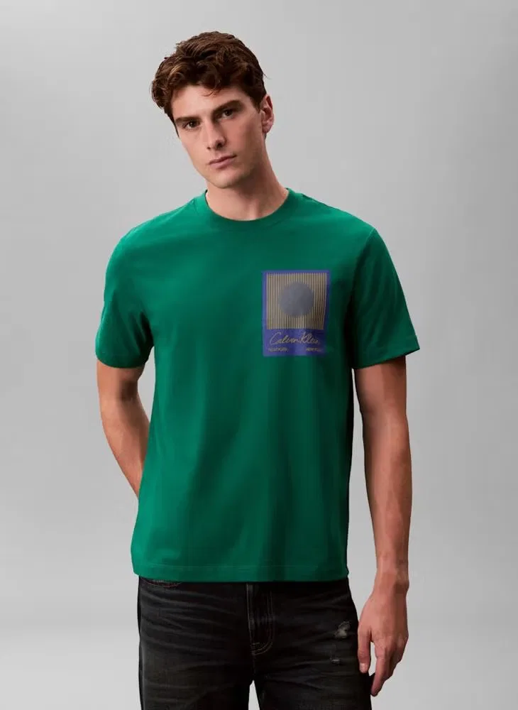 Футболка с принтом Graphic crew neck Calvin Klein, зеленый