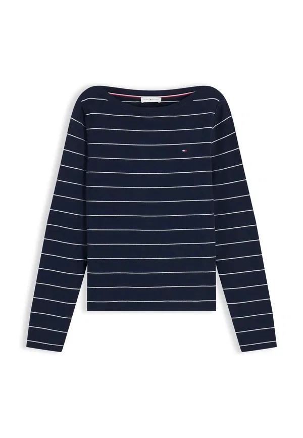 Джемпер с лодочкой, хлопок и нейлон Tommy Hilfiger, темно-синий — фото 4