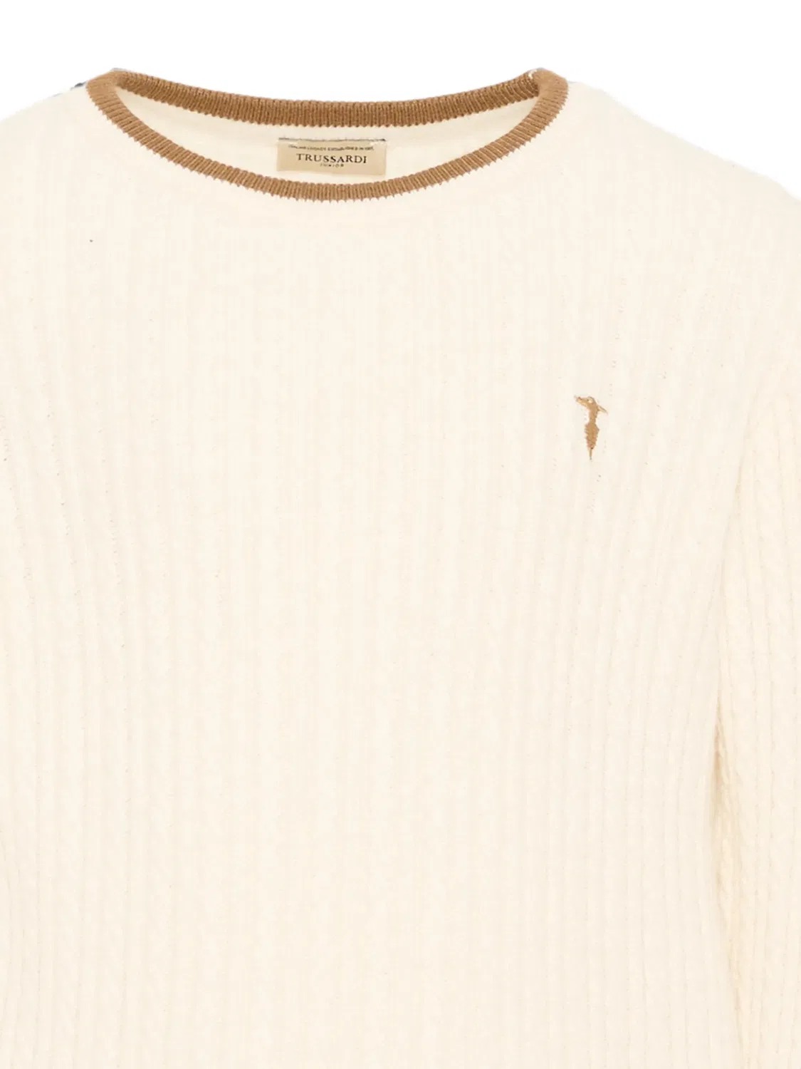 Вязаный свитер с вышитым логотипом Trussardi Junior, нейтральные цвета — фото 3
