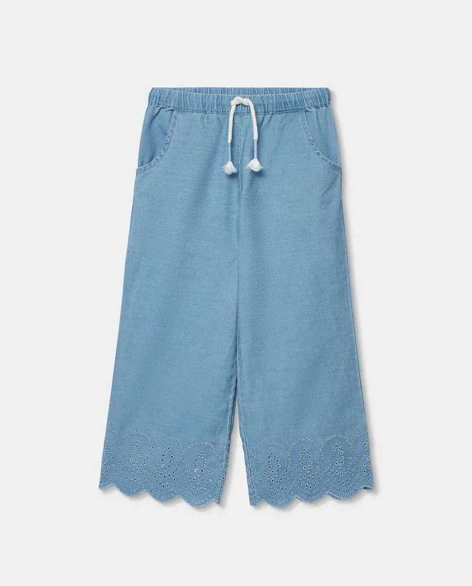 Детские джинсы для девочек с вышивкой Boboli, Azul Denim