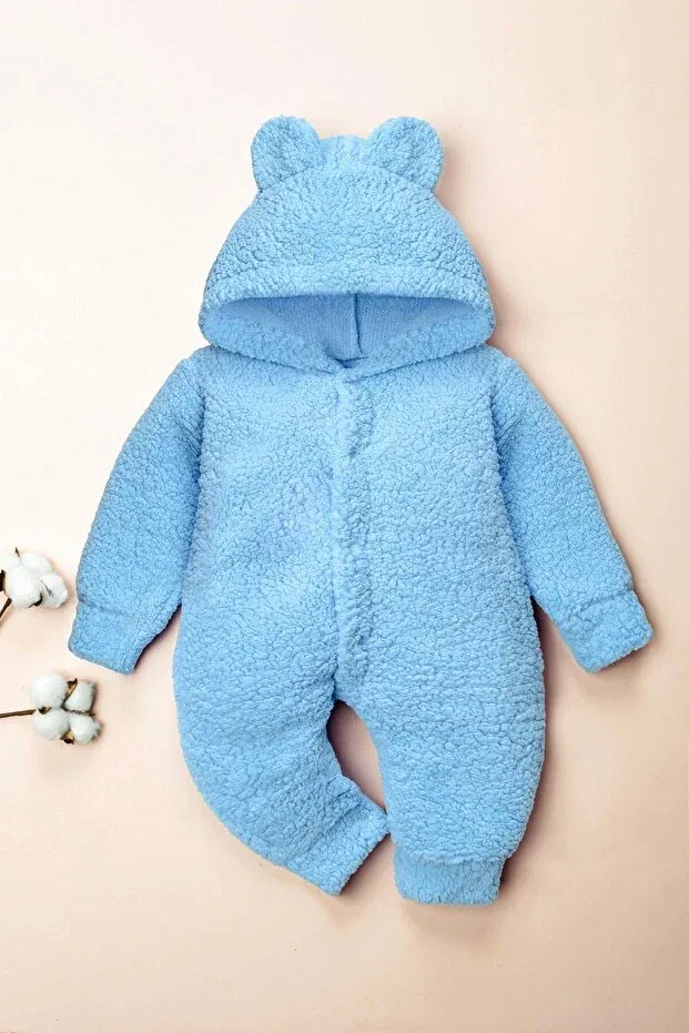Детский комбинезон с капюшоном с принтом Lamb Plush Jumpsuit Baby Set Mai Perla, Blue — фото 3