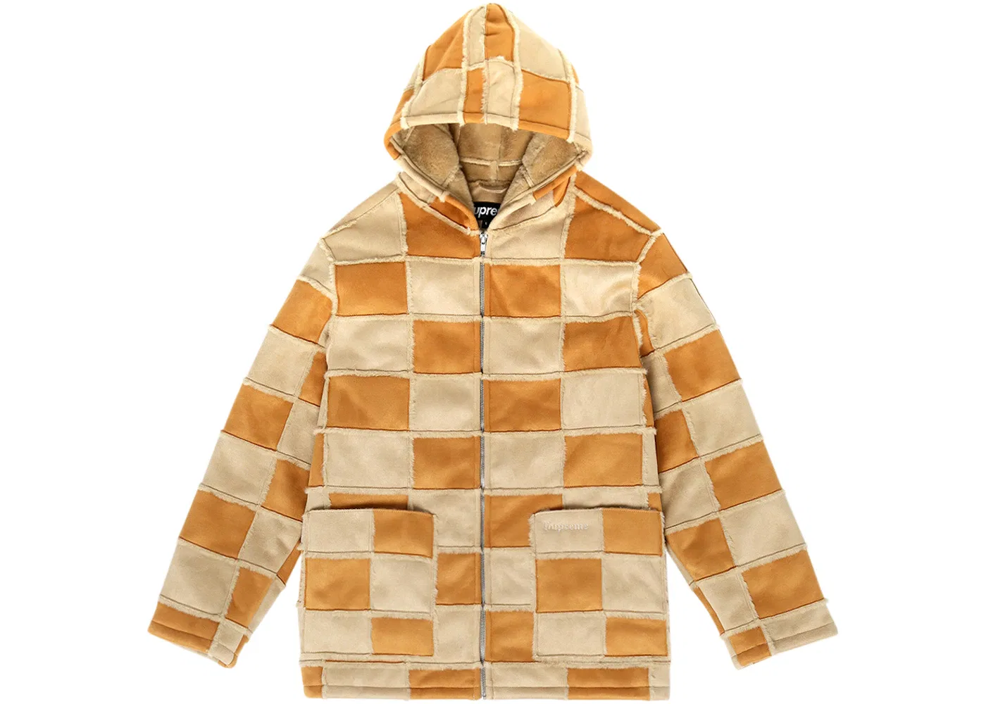 Мужская куртка с капюшоном из искусственной замши с вставками Supreme Hooded Jacket, Tan