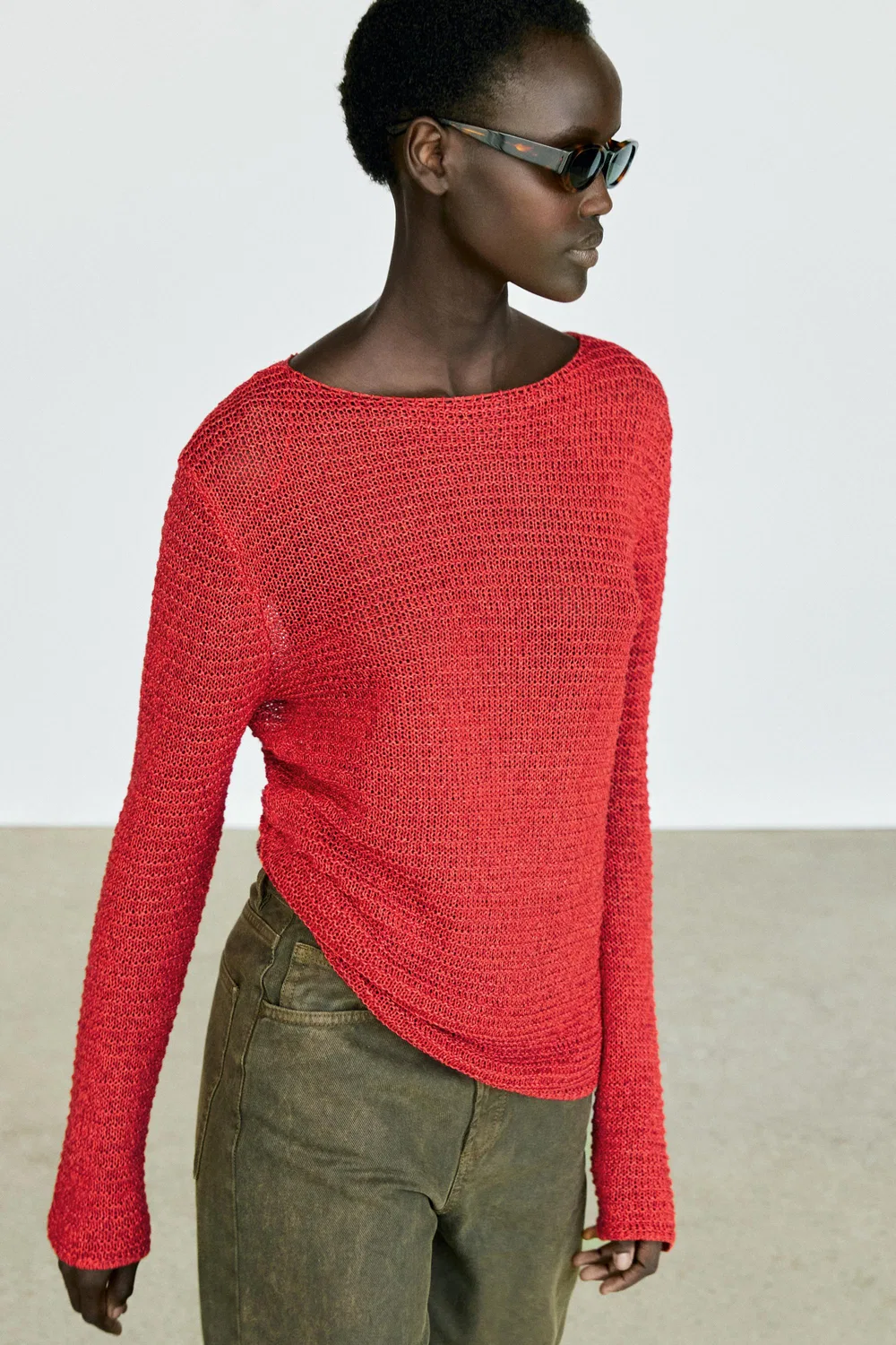 Свитер Massimo Dutti Boat Neck Knit, красный