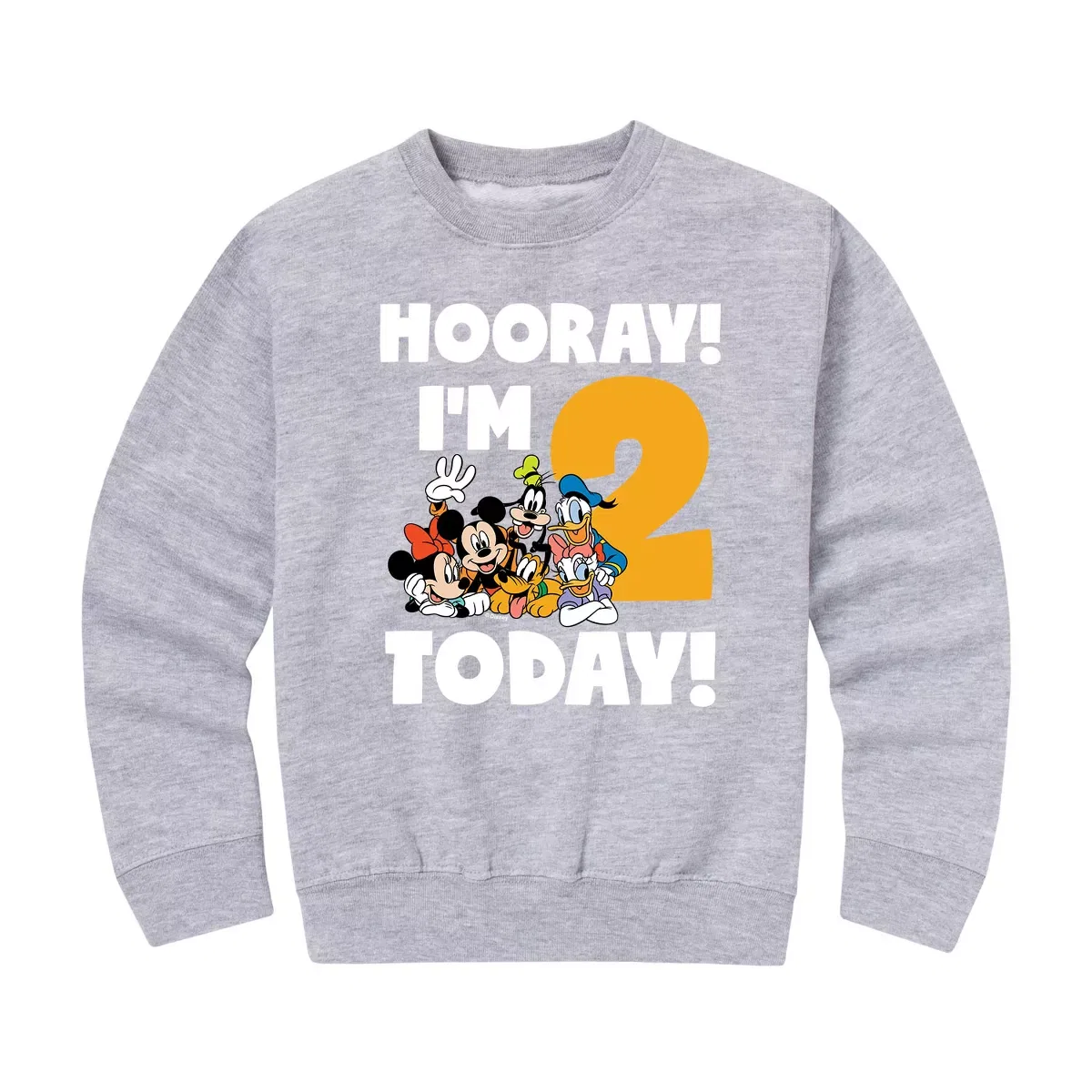 Детский свитшот для девочек с принтом Hooray I'm 2 Today Disney, Athletic Heather