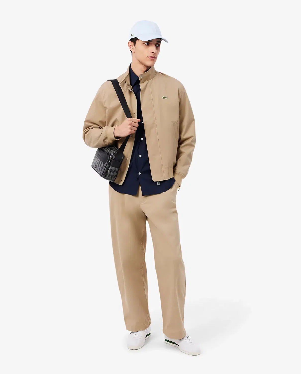 Мужская рубашка Lacoste из эластичного поплина с длинным рукавом, приталенный крой, Blanco — фото 4