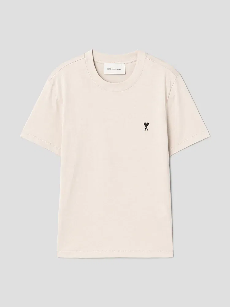 Футболка с принтом, кроп AMI PARIS, Beige