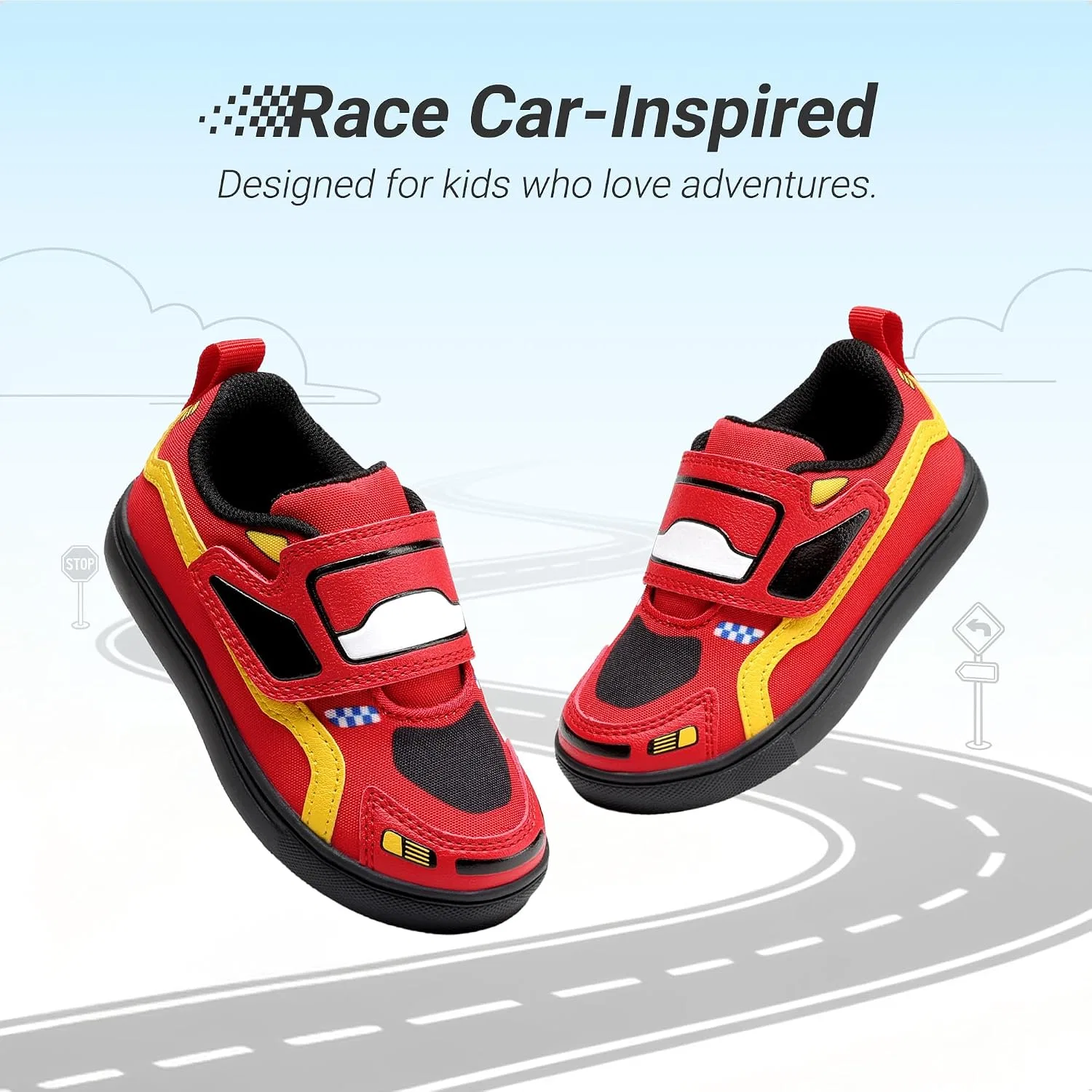 Детские кроссовки для мальчиков с принтом Car School DREAM PAIRS, Red — фото 4