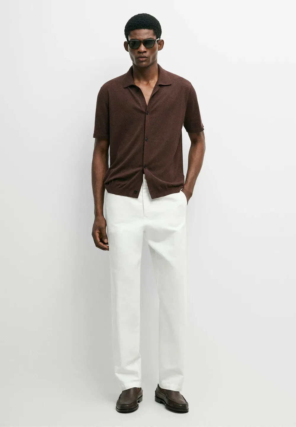Брюки прямого кроя из льна и хлопка Massimo Dutti, White — фото 2