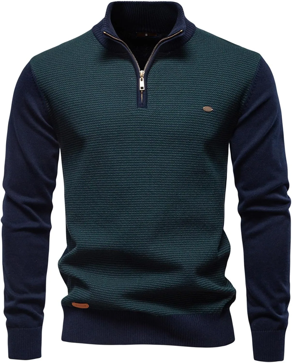 

Мужской пуловер с четвертью молнии Slim Fit Mock Neck легкий вязаный