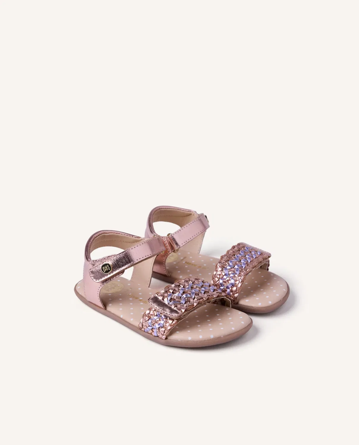 Детские босоножки barefoot из плетеной кожи с металлическими деталями Gioseppo, Oro — фото 3