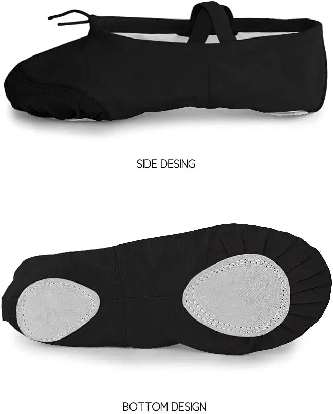 Детские балетки для девочек с кожаным мыском Bestgift, Black — фото 4