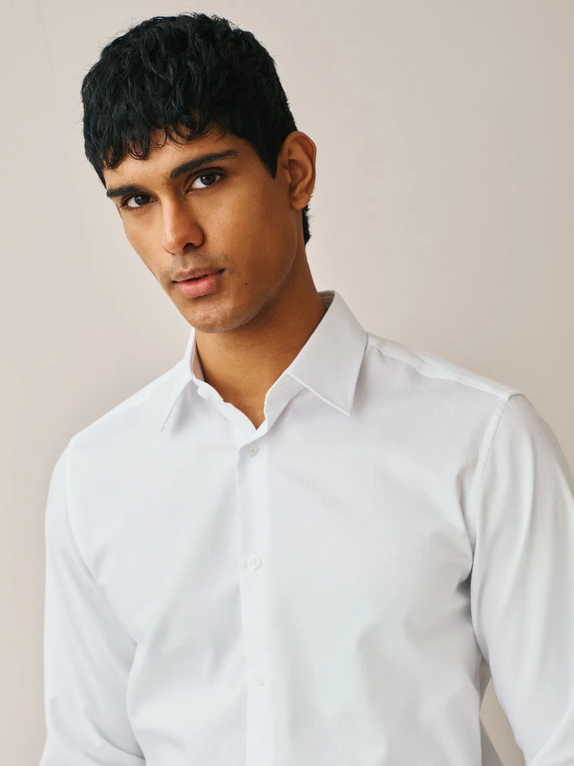 Рубашка с текстурой, Slim Fit, White Next, белый