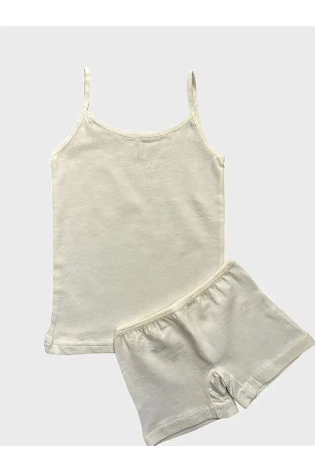 Детский комплект для девочек хлопковый с моделью athlete boxer set, Elmas Kids, Ecru