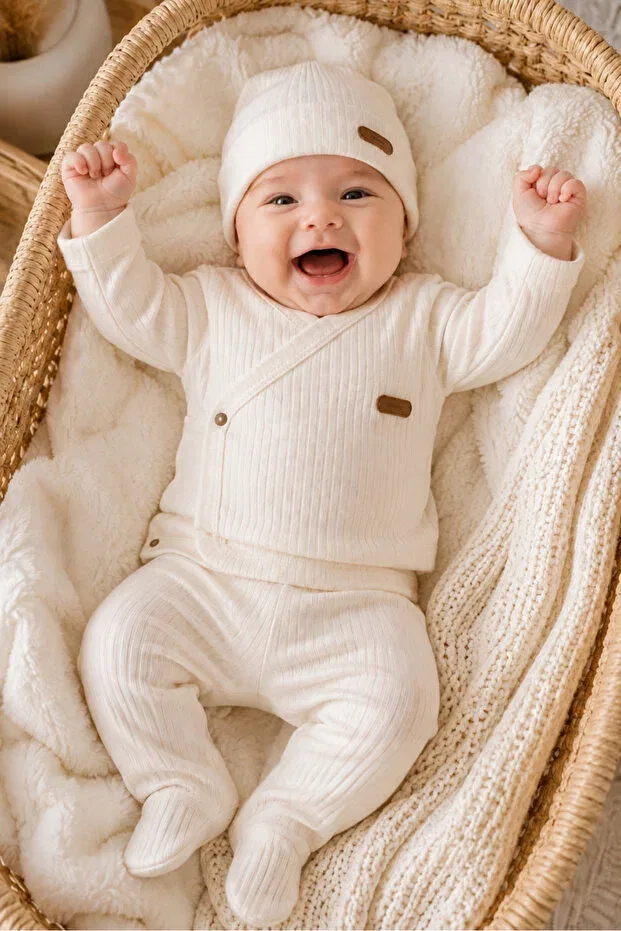 Детский комплект боди для новорожденных хлопковый Seasonal cotton 7-piece baby girl-boy hospital discharge bodysuit set Miapolixa, White — фото 3